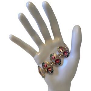 Vintage Red & Pink Roses Bracelet  Very Pretty.